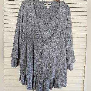 Layers and comfort Blue Top and Cardigan